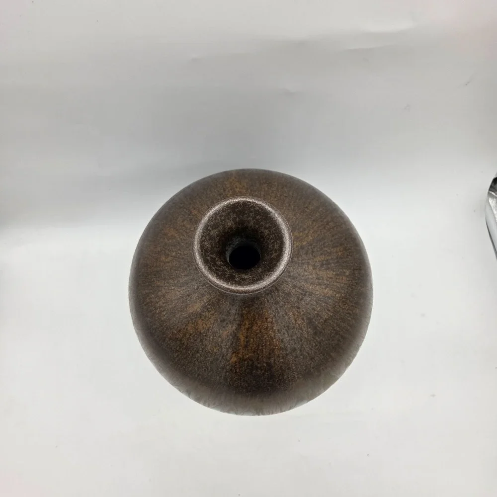 Vintage Large Hosley TM Brown Black Boho Drip Glaze Pottery Vase 12